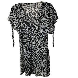 Cover Me Swim Large Coverup‎ Black White Animal Print Sheer Lightweight